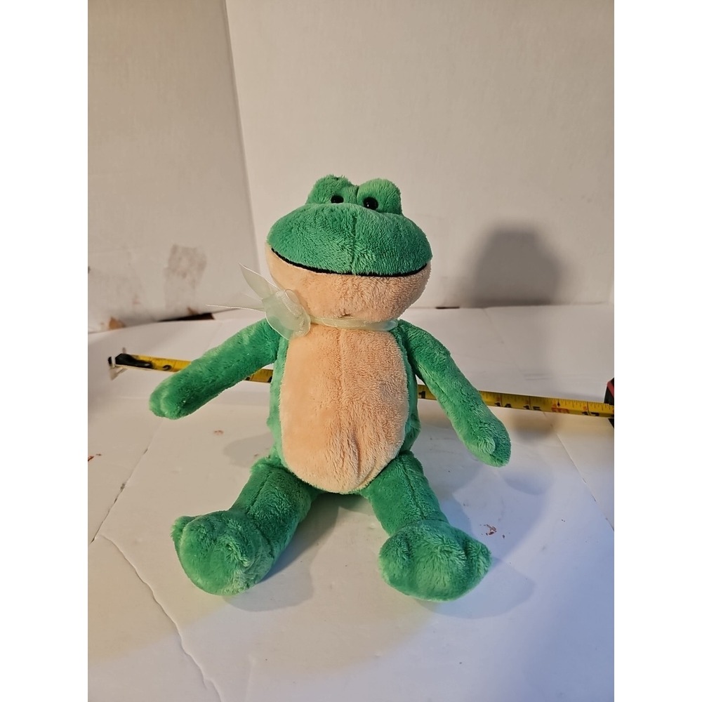 Gund Heads And Tales Green Plush Stuffed Frog 12 inch Plush Smoke Free Home